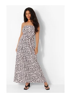 Buy Leopard Bandeau Ruffle Maxi Dress in UAE