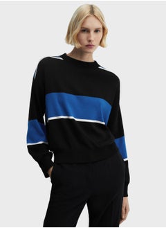 Buy Crew Neck Color Block Crop Top in Saudi Arabia