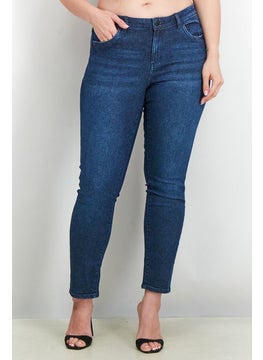 اشتري Women Slim Fit Elastic Jeans, Dark Blue في الامارات