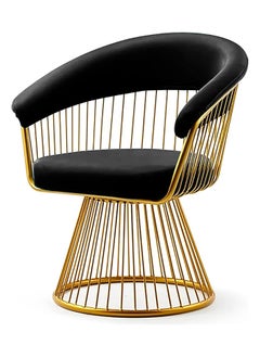 اشتري Swivel Rotating Arm Chair Velvet Golden Metallic Rotating Chair في الامارات