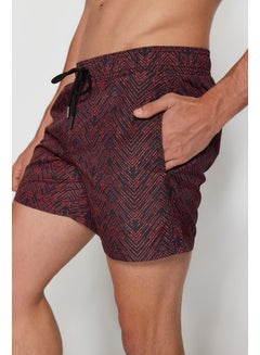 Buy Black-Orange Men's Standard Size Geometric Swimwear Marine Shorts. in Egypt