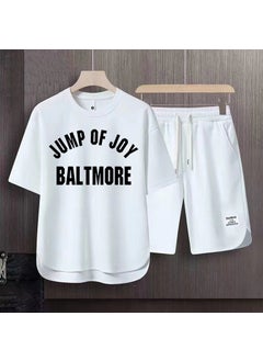 Buy Cotton Short Sleeve Mens Casual Suit Autumn Fashion Loose Tee  Shorts Set Black in Saudi Arabia