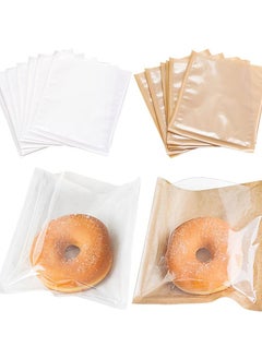 اشتري 100 Pcs Heat-Sealable Bakery Bags, Cookie Bags, Translucent Candy Bags, Kraft Paper Food Bags for Cookie, Cake, Bread, Sandwich, Chocolate, Candy, Snack (7.1 * 7.5 in) في الامارات