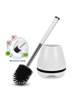 Buy Toilet Bowl Brush and Holder, Premium Quality, with Solid Handle and Durable Bristles for Bathroom Cleaning,White in UAE