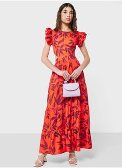 اشتري Ruffled Sleeve Printed Dress في الامارات