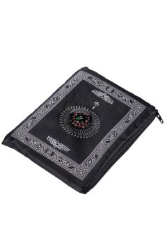 Buy Portable Waterproof Polyester Travel Prayer Mat With Compass Black 100x60cm in UAE