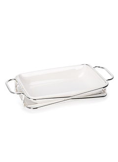 Buy RECTANGULAR PLATE WITH STAND SILVER 10" in Saudi Arabia