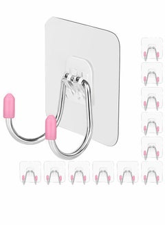 Buy Self Adhesive Wall Hooks, Dual Head Large Heavy Duty Hooks, for Hanging Utility Hooks, for Kitchen Bathroom Ceiling Reusable Adhesive Hooks for Key, 12 Pack Max 30lb in UAE