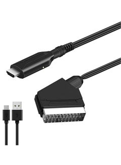 اشتري Scart to HDMI Converter HD Video Audio Converter Scart to HDMI Adapter Cable with USB Cable for Monitor Computer Projector PC TV في السعودية