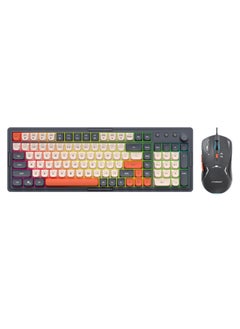 Buy Wired Membrane Keyboard and Mouse Set with RGB Backlit, Mechanical Feel, Floating Keycaps, Silent and Waterproof Design, 4-Speed DPI Adjustable for Office Work Gaming - Black White in Saudi Arabia