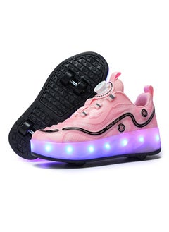 اشتري LED Flash Light Sneaker Skate Shoes with Wheels USB Charging Roller Skates Shoes في السعودية