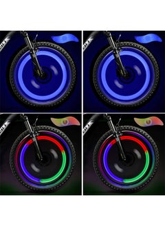 Buy 4Pcs Bike Spoke Light Waterproof Easy Install Wheel Spoke Lights, LED Neon Tire Flash Lamp with 3 Flash Modes, for Both Adults Kids Bike 2Blue+2Multicolour in Saudi Arabia