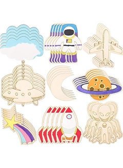 Buy 27 Unfinished Wooden Cutouts Theme Craft Kit DIY Home Decor Kids Crafts in Saudi Arabia