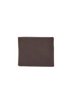 اشتري Fashionable Logo Embellished Genuine Leather Bi-Fold Wallet With Card Holder And Id Window في مصر