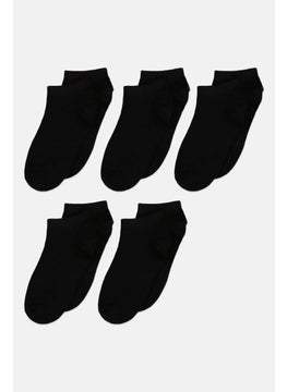 Buy Kids Boy 5 Pair Ankle Socks, Black in UAE