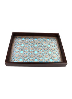 Buy Rectangle Shape Clubs Design Wooden Serving Tray Black and Green 38 x 28 x 4 cm 220569BM-L in Saudi Arabia