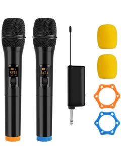 اشتري Wireless Microphone, UHF Dual Portable Handheld Dynamic Karaoke Mic with Rechargeable Receiver, Cordless Karaoke System for PA System, Speaker, Amplifier, Family Party, Singing, Meeting, 160 ft Range في الامارات