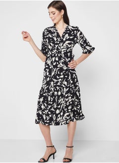 Buy Printed Ruffle Detail Dress in UAE