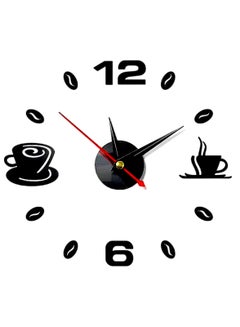 Buy Modern Creative New DIY Number Wall Clock Surface Sticker Home Office Decor Acrylic Coffee Cup Black in Saudi Arabia