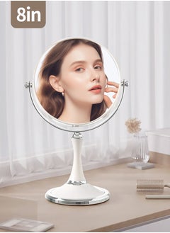 Buy 8" Double Sided Makeup Mirror, 3X Magnification on One Side, 360° Rotation, Removable Base, Handheld Desktop Mirror with Stand Bathroom Shaving Mirror 21 * 33.5 * 13CM in UAE