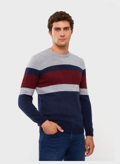 Buy Colourblock Crew Neck Knitted Sweater in UAE