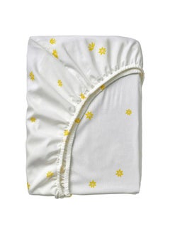 Buy Fitted Sheet White Yellow/Flower Pattern 90X200 Cm in Saudi Arabia