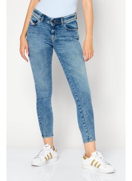 Buy Women Super Skinny Fit Washed Denim Jeans, Blue in UAE