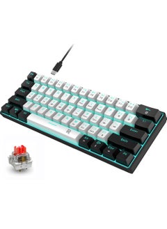 Buy 60% Wired Mechanical Gaming Keyboard, Ice Blue LED Backlit 61 Keys Mini Wired Office Keyboard for Windows Laptop PC Mac (Black-White Red Switches) in Saudi Arabia