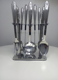 Buy A cooking Set Of 12 Steel Spoons And Knives With A Silver Stand in Saudi Arabia