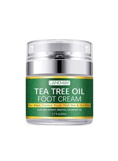 Buy Tea Tree Oil Foot Cream, a natural foot moisturizer for chapped feet, smoothes and softens rough skin, with Urea, Coconut Oil and Aloe Vera (50ml) in Saudi Arabia