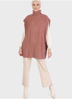 Buy Turtle Neck Cable Knitted Sweater in UAE