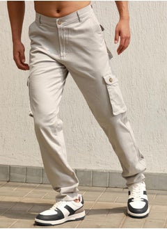 Buy Solid Slim Fit Cargo Pants in Saudi Arabia