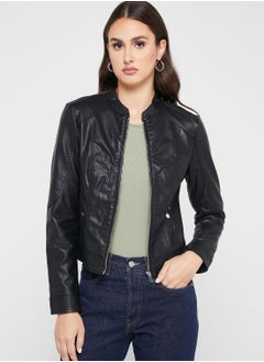 Buy Zip Through Pu Jacket in Saudi Arabia