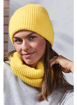 Buy Women Brim Lined Fleece Beanie, Yellow in UAE