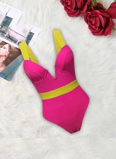 Buy Swimsuit Women Push Up Bra Neon Bandage Swimwear Bathing Suit Swimming Suit Pink in UAE
