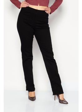 Buy Women Regular Fit Plain Denim Jeans, Black in Saudi Arabia