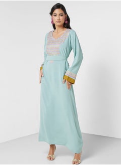 اشتري Embroidered Belted Jalabiya في السعودية