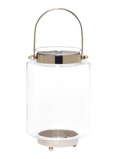 Buy Seth Candle Lantern, Clear & Gold - 8x18 cm in UAE