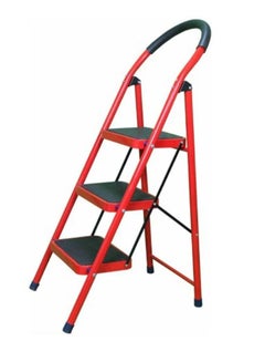 Buy Metal Step Ladder 3 Steps Red in Saudi Arabia