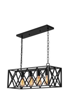 Buy Retro Rectangle Pendant Light 4 Lamp Chandelier Ceiling Light Fixture For Bedroom,living room, corridor,kitchen,Restaurant And Cafe in UAE