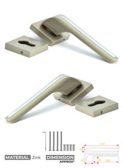 Buy Mortise Zink Door Handle (Satin+Chrome W1017) in Saudi Arabia