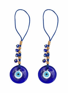 Buy Blue Evil Eye Decor Hanging Turkish Nazar Bead Pendant Decorative Lucky Turkish Eye Keychain Feng Shui Hanging Decoration for Home Office Car (2pcs) in UAE