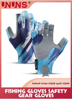 Buy Fishing Gloves,Fishing Fingerless Gloves For Men Women,UV Protection Sun Gloves,Breathable Non-Slip Wear-Resistant Fishing Gear Gloves For Cycling Fishing Boating Surfing Hiking Kayaking-Blue L in UAE