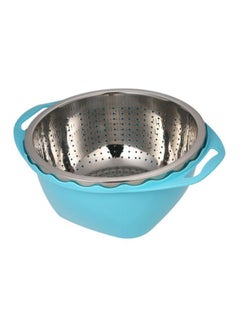 Buy 2-In-1 Multifunctional Drain Basket Set Blue/Silver 26centimeter in Saudi Arabia