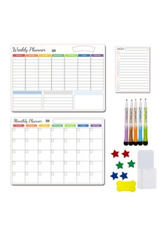 Buy Black Dry Erase Boards Set 3 Magnetic Boards for Refrigerator, Monthly, Weekly Organizer and Daily Notepad, Wall Fridge Family Boards in Saudi Arabia