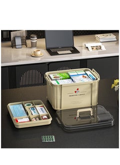 Buy Medical Box, First Aid Empty Medicine Storage Box | Organizer | Attached Handle | Family Emergency Kit | Detachable Tray | Easily Accessible with a Transparent Lockable Lid in UAE