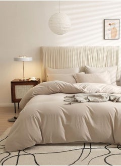 Buy Single Size 4 Pieces Bedding Set,  Washable Cotton Light Beige in UAE