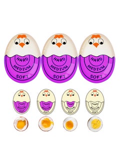 اشتري 3 PCS Egg Timer for Boiling Eggs Soft Hard Boiled Egg Timer That Changes Color When Done(Purple) في الامارات