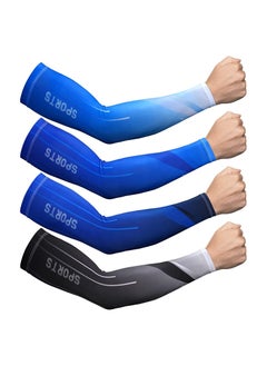 Buy 4 Pairs Arm Sleeve UV Protection Cooling Breathable Arm Sleeve Sun Protective Moisture Wicking Gloves to Cover Arms for Cycling Driving Outdoor Sports for Men Women in UAE