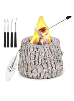 Buy Tabletop Fire Pit Table Top Mini Fireplace, Portable Tree Stump Smores Maker, Smokeless & Odorless Firepit Bowl for Indoor, Outdoor, Camping, Outside, Garden, Patio, Decor Gift in UAE